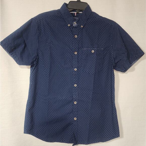 Denim and flower button down slim fit shirt men's medium - Picture 1 of 6